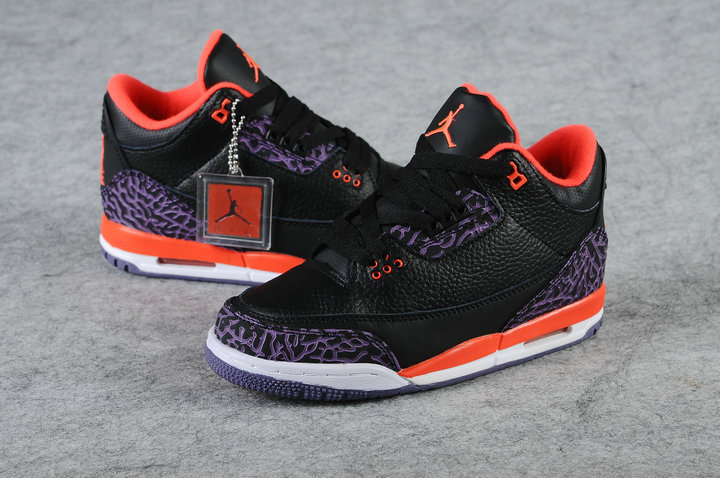 Air Jordan 3 Kid'S Shoes Black/Mediumpurple/Orangered Online